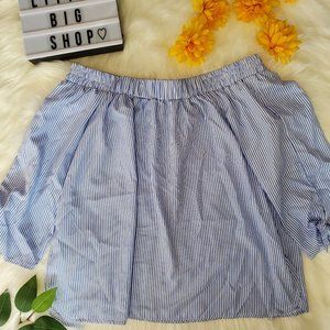 Simply Couture Off Shoulder/Blue&White/Size L
